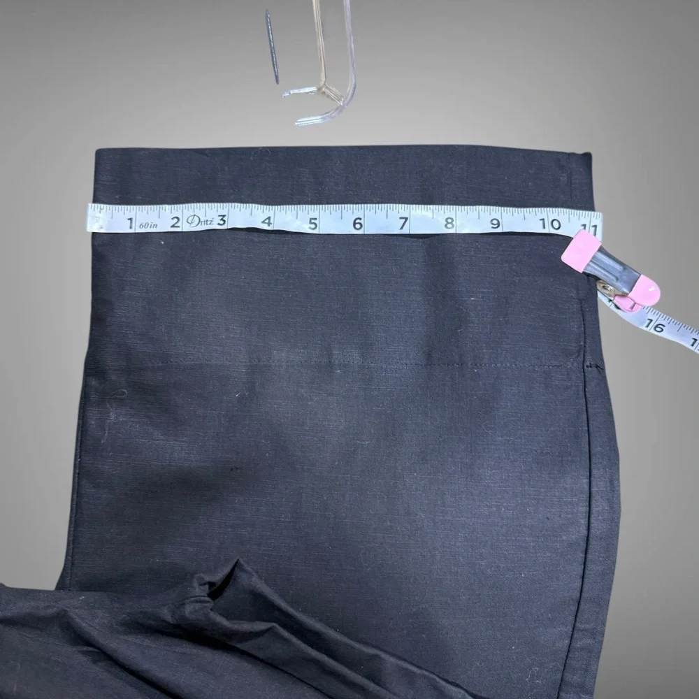 Kourt Flax Linen Crop Summer Pants Black Size Medium Wide Leg Crishelle - Picture 12 of 15